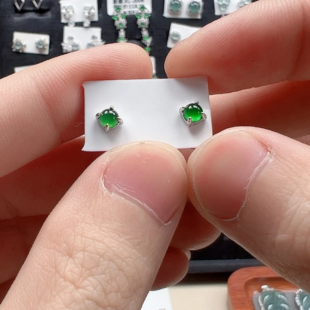 翡翠手链银S925镶嵌天然翡翠A货