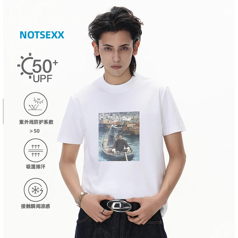notsexx “李小龙”数码直喷sorona凉感boxy短袖t恤男正肩小领口