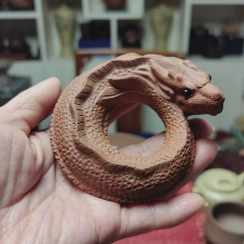 茶杯紫砂小*杨龙摆件手工制作