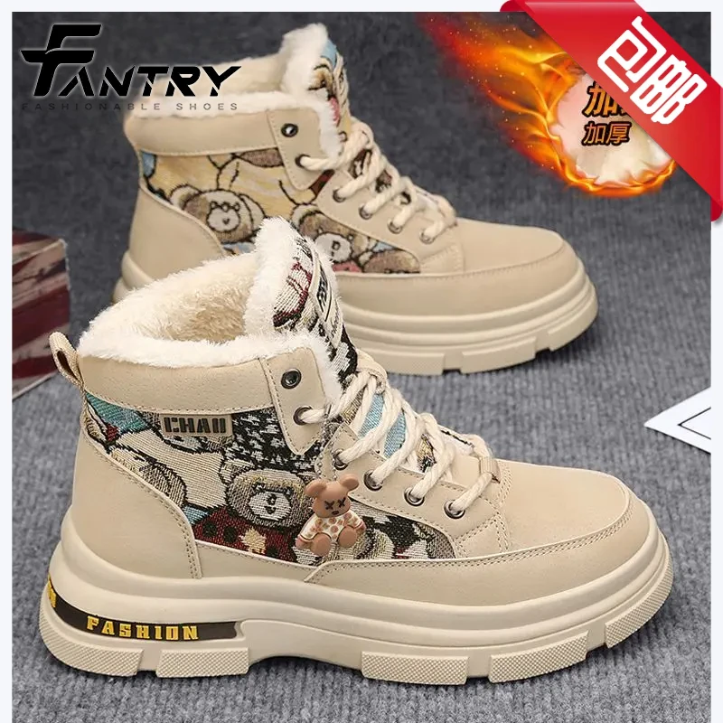 2025冬季新款马丁靴男鞋高帮加绒加厚保暖雪地棉鞋男士潮流工装靴