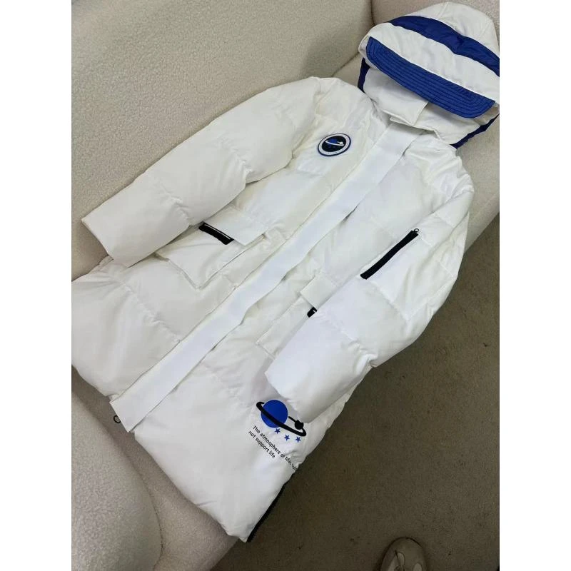 冬季加厚时尚百搭保暖白色连帽羽绒服 C2324