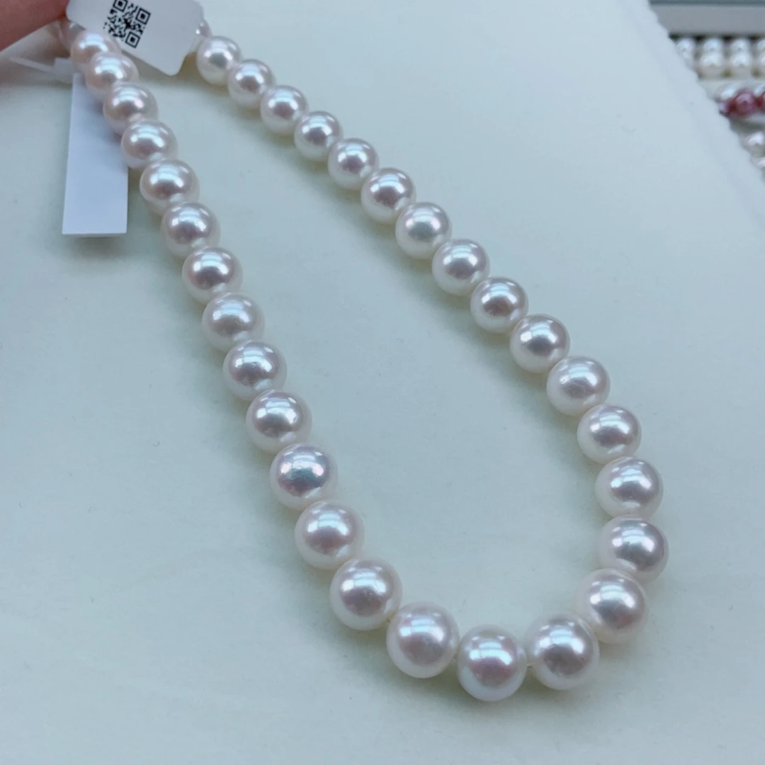 银S925镶嵌淡水珍珠9.5/11镜面炫彩极强光大灯泡