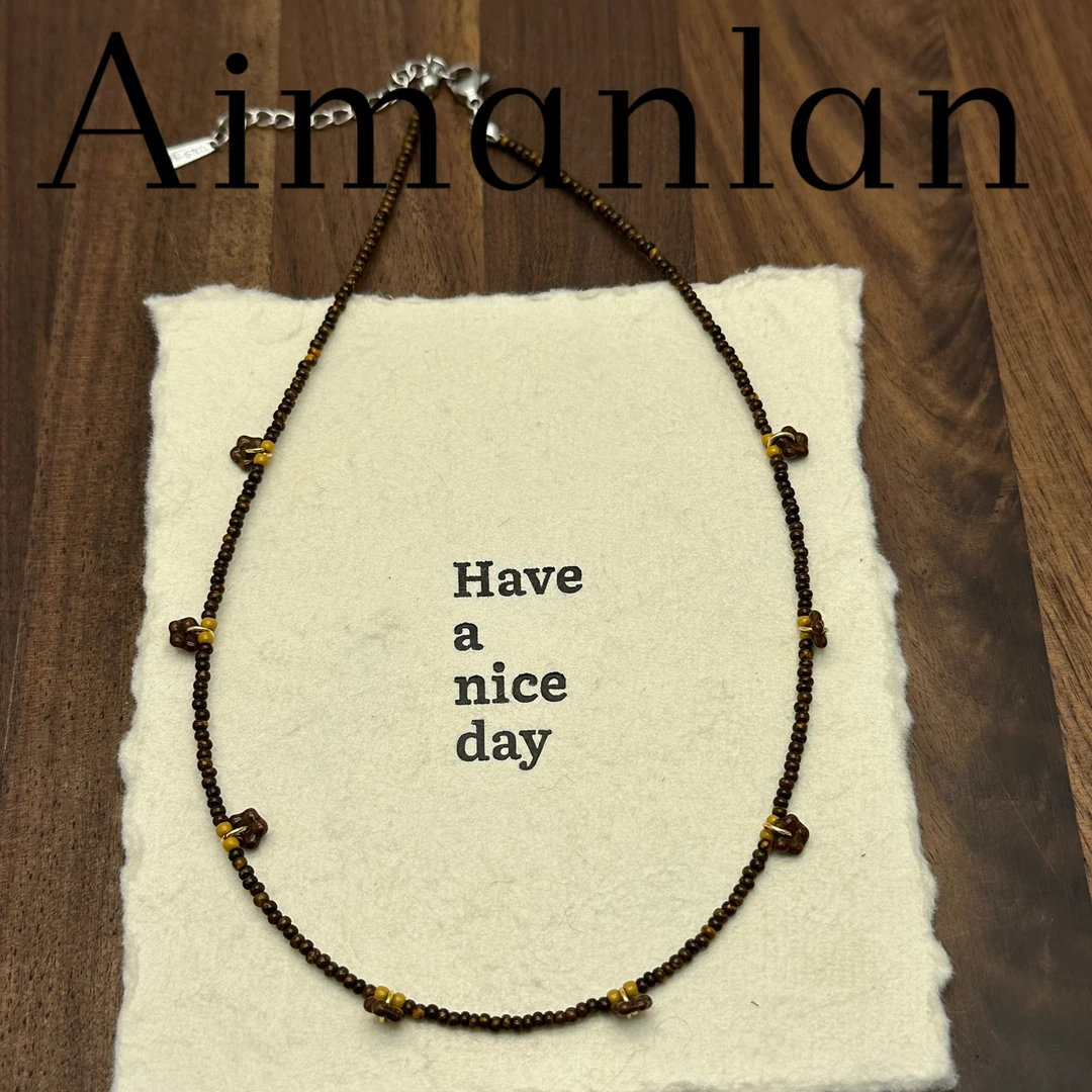 艾蔓岚 钛钢琉璃项链 新款捷克花朵流苏原创重工手作锁骨链A6368