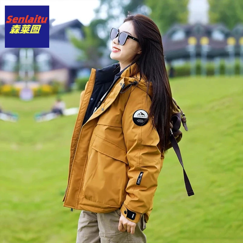 冬季男女同款羽绒服外套宽松百搭时尚宽松情侣款冲锋衣冲锋衣外套