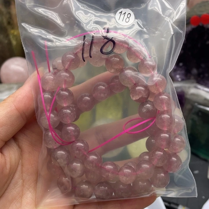 卡***糖水晶珠宝半成品未镶嵌118草莓晶手串
