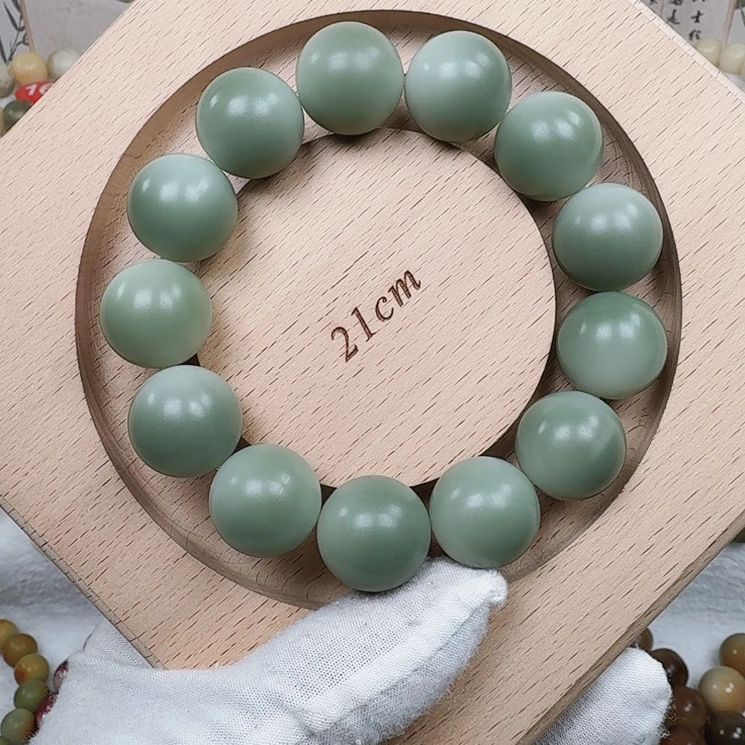 手串白玉菩提卡19阴皮料圆珠干磨