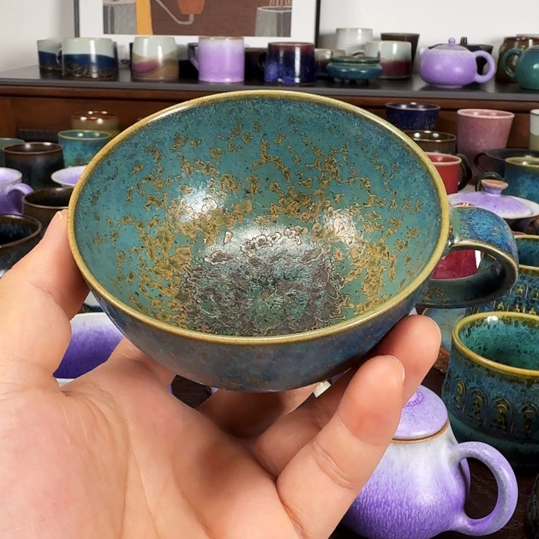 铜绿釉马克杯咖啡杯