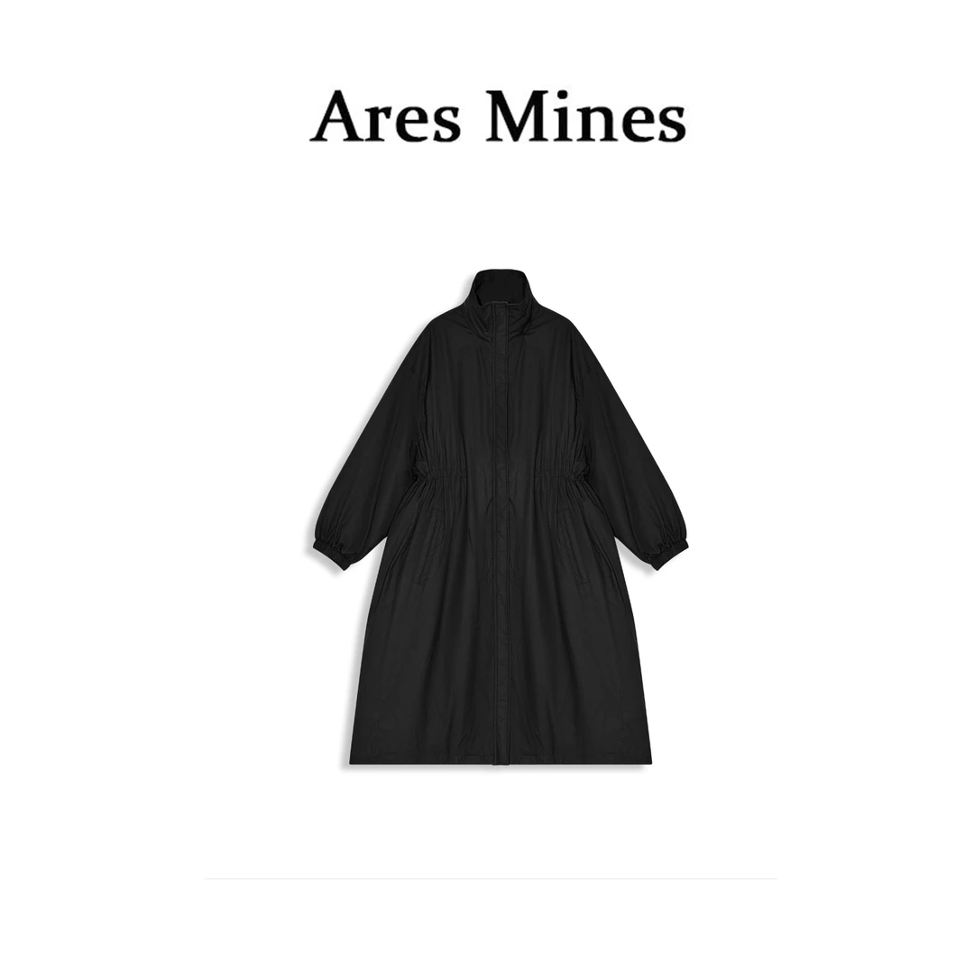 【盛朗熙Ares Mines】英伦经典 轻薄通勤过膝廓形立领羽绒外套