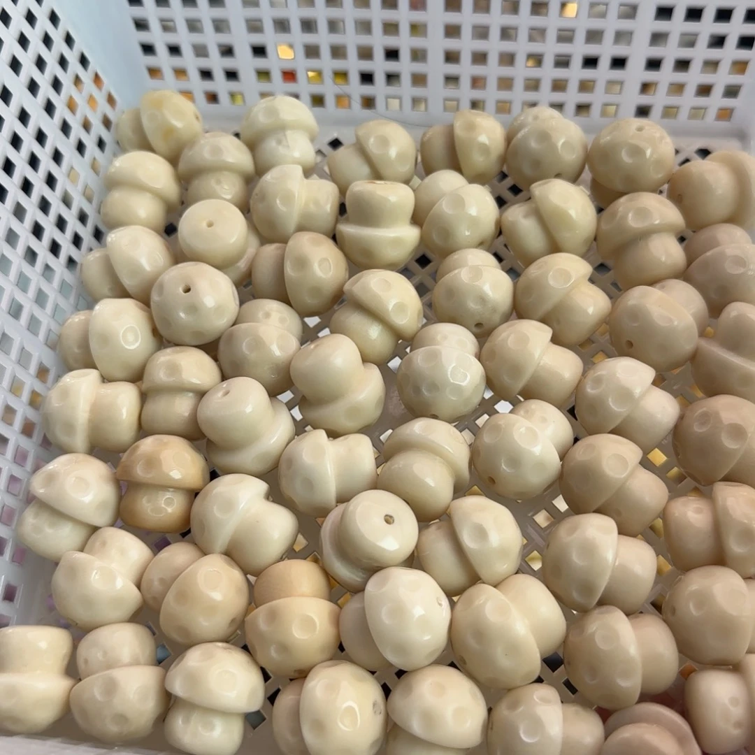 菩提根/象牙果手串微瑕牙果白蘑菇10颗