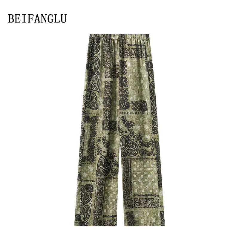 北方鹿 气质休闲新中式国风复古显瘦百搭花式女版休闲裤W9332