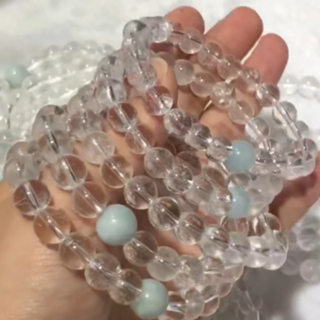 天然白水晶单圈手串8mm多样性发一件有天然晶体结构完美主义慎拍