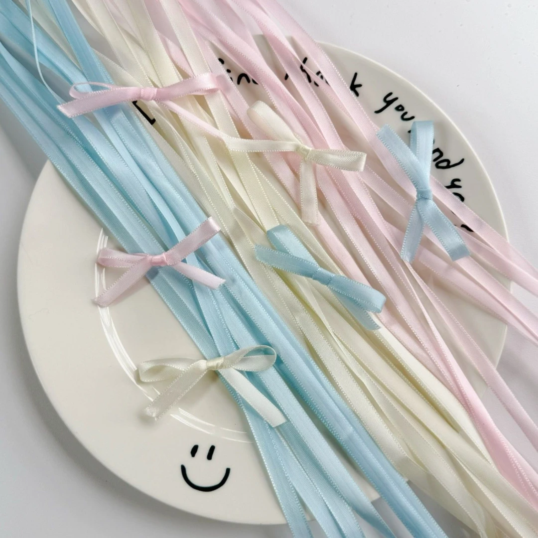 6mm细丝带夏季双马尾蝴蝶结头饰芭蕾风长款飘带绑发