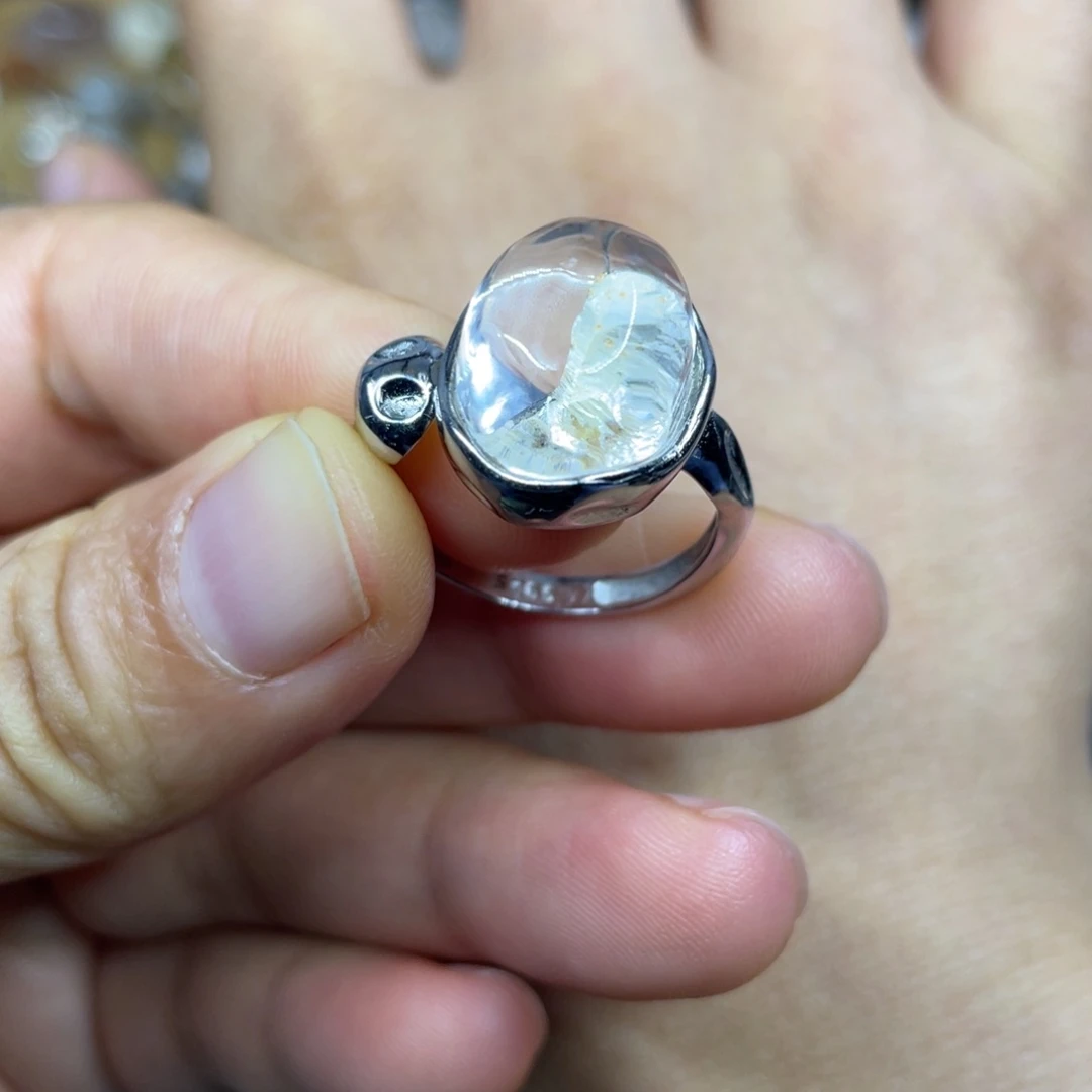 【闪购商品】银S925镶嵌珠宝半成品水晶戒指