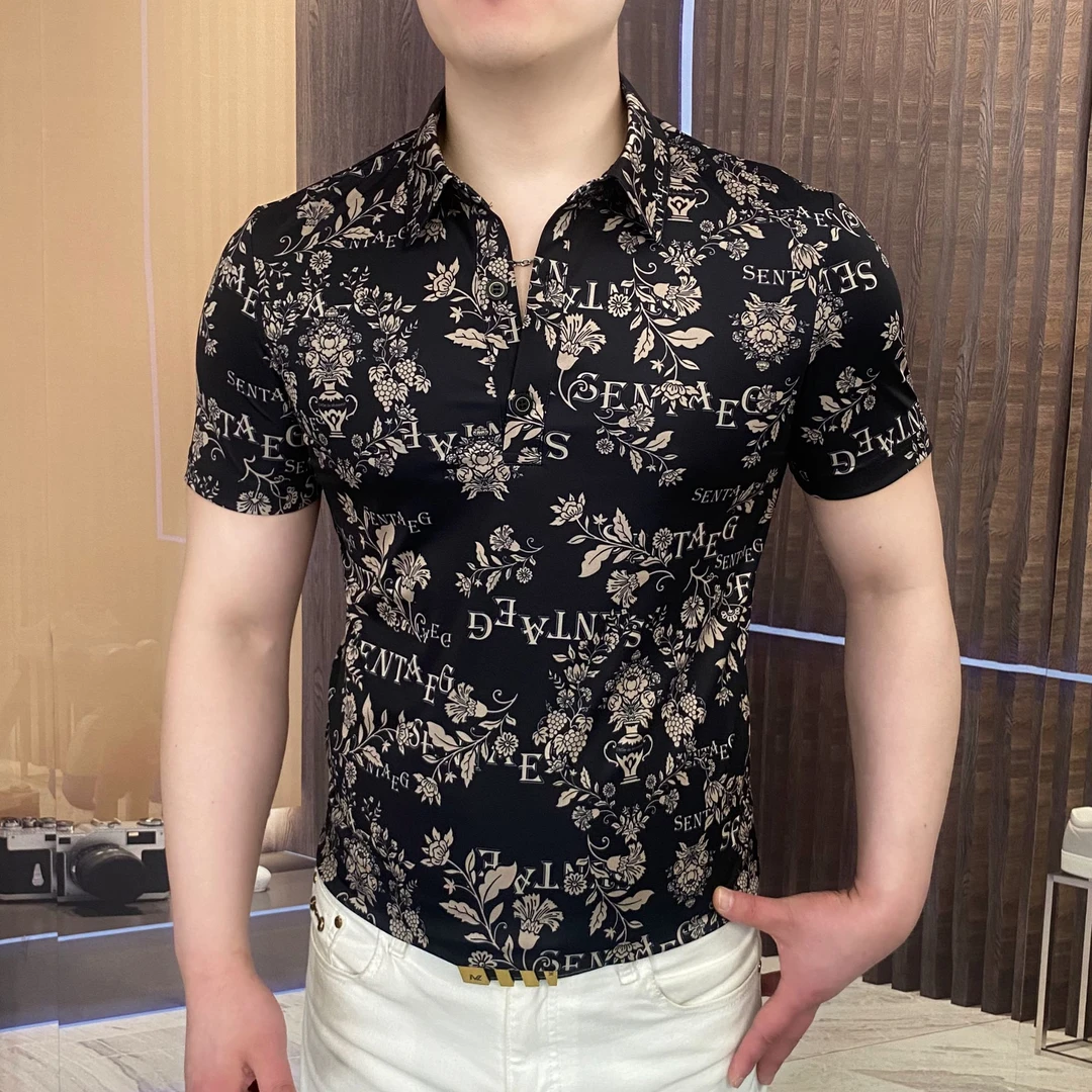 2025夏季梦境Polo衫男士时尚休闲半袖潮流百搭轻奢帅气翻领商务