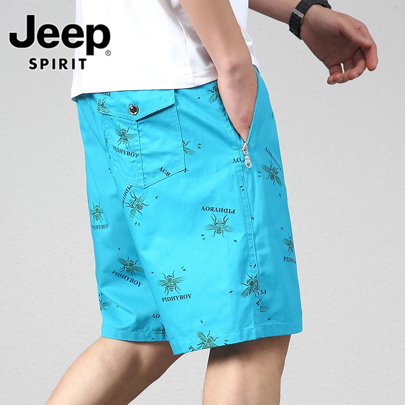 JEEPSPIRIT吉普夏季男士纯棉短裤薄款百搭沙滩短裤休闲五分裤男