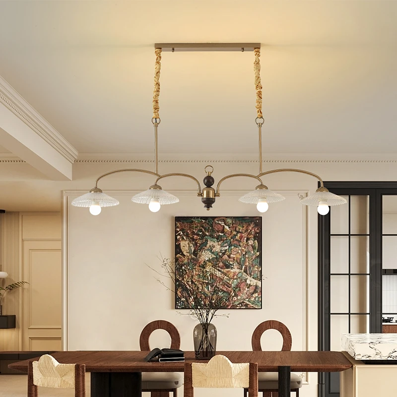 法式复古客厅吊灯美式胡桃木色北欧简约卧室餐厅南洋中古新款灯具