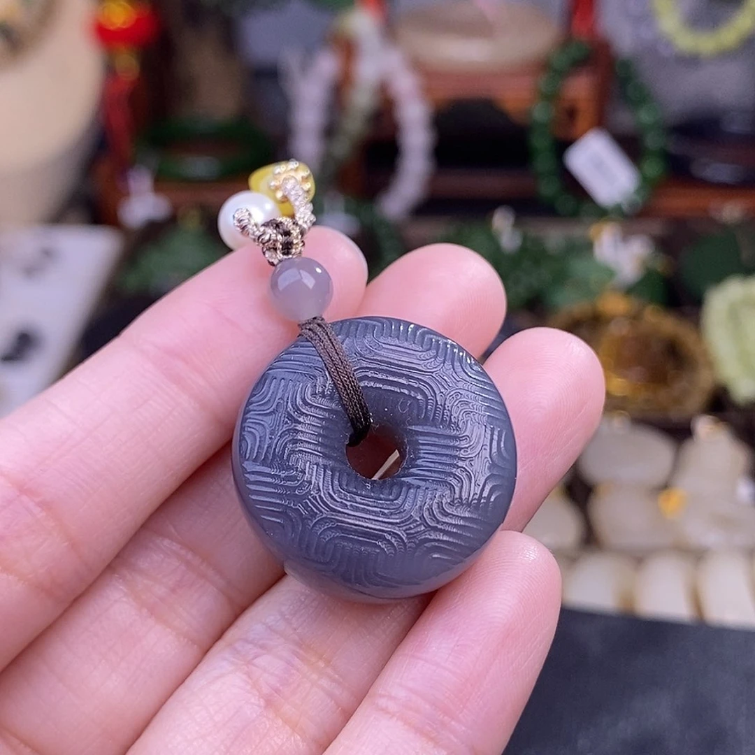 和田玉烟紫平安扣吊坠清货价未镶嵌