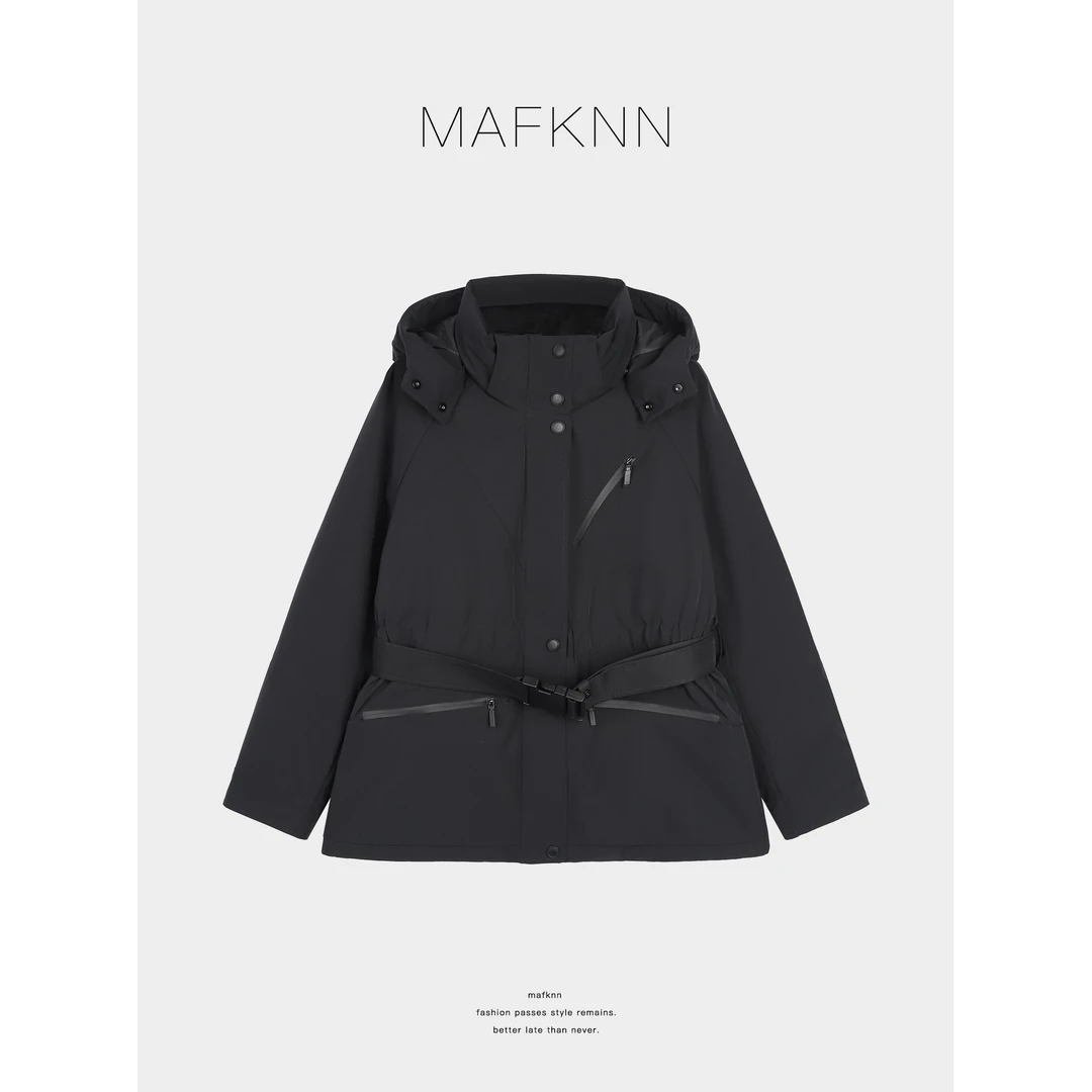 MAFKNN/玛肯时尚休闲简约百搭带帽90白鹅绒羽绒服MK13589