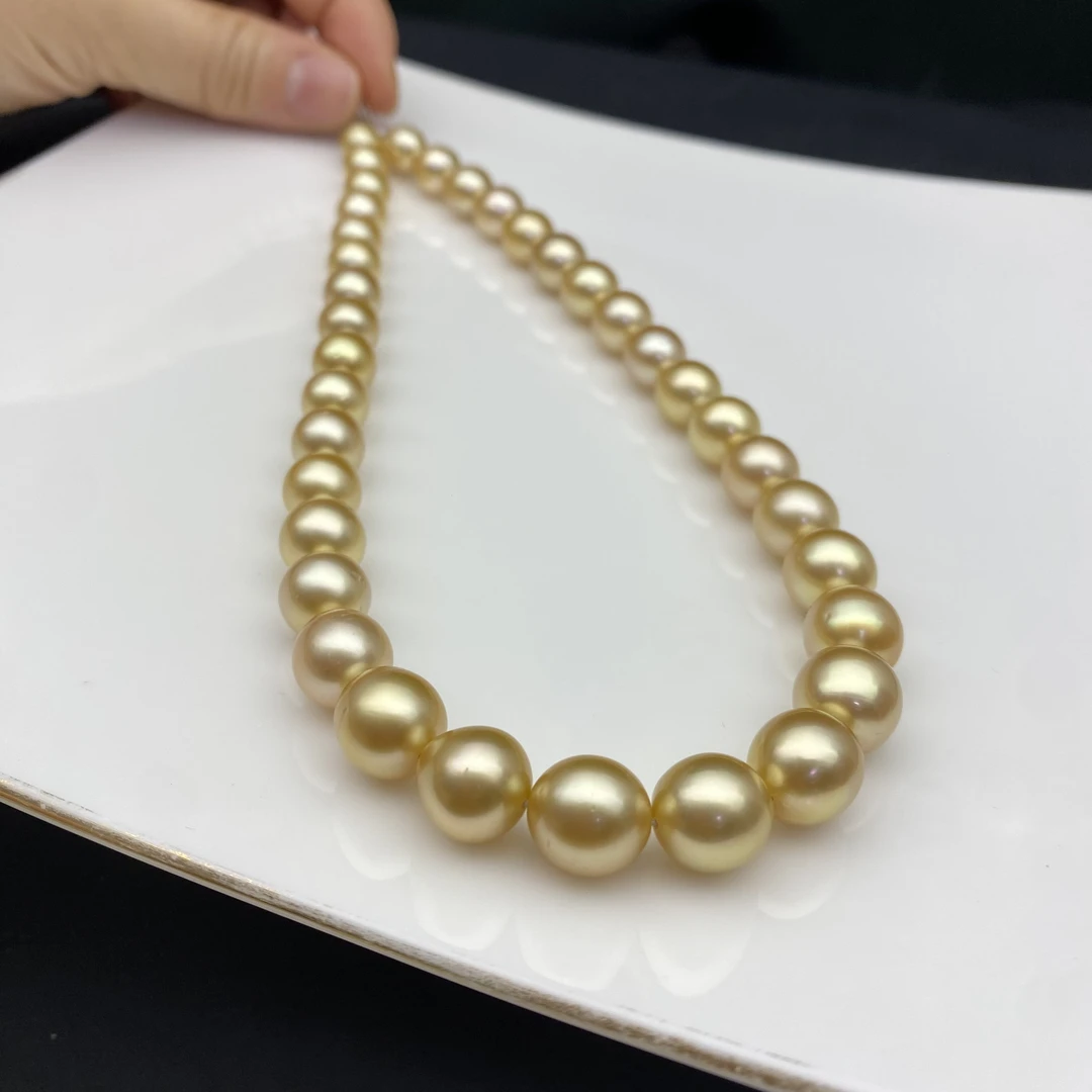 中秋特价南洋金珠串链近圆浓金海珠项链极光珠层厚多样性发货一条