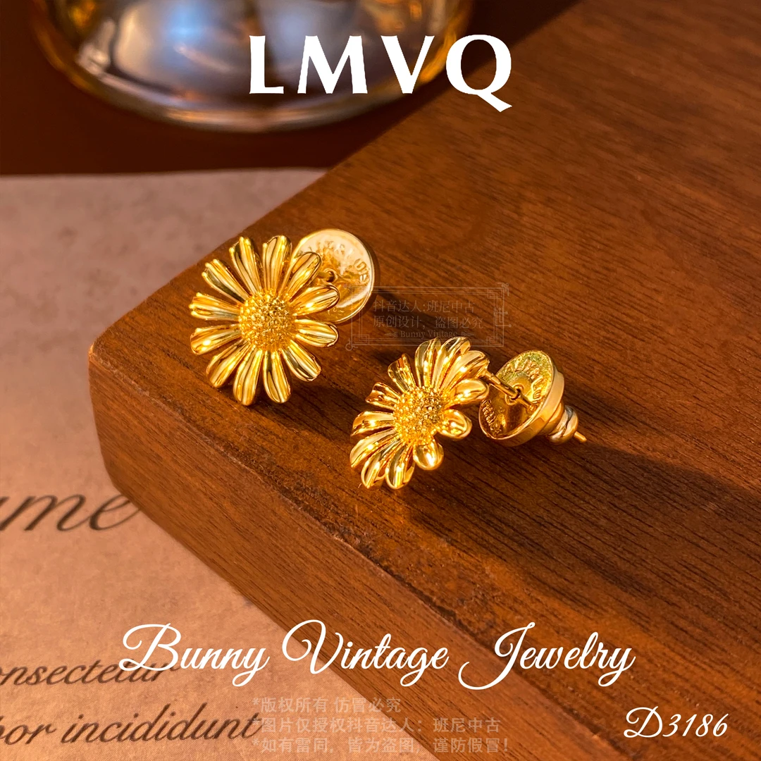 镀K金 D3186 法★【田野雏菊】LMVQ 罗曼维奇 限定 耳钉