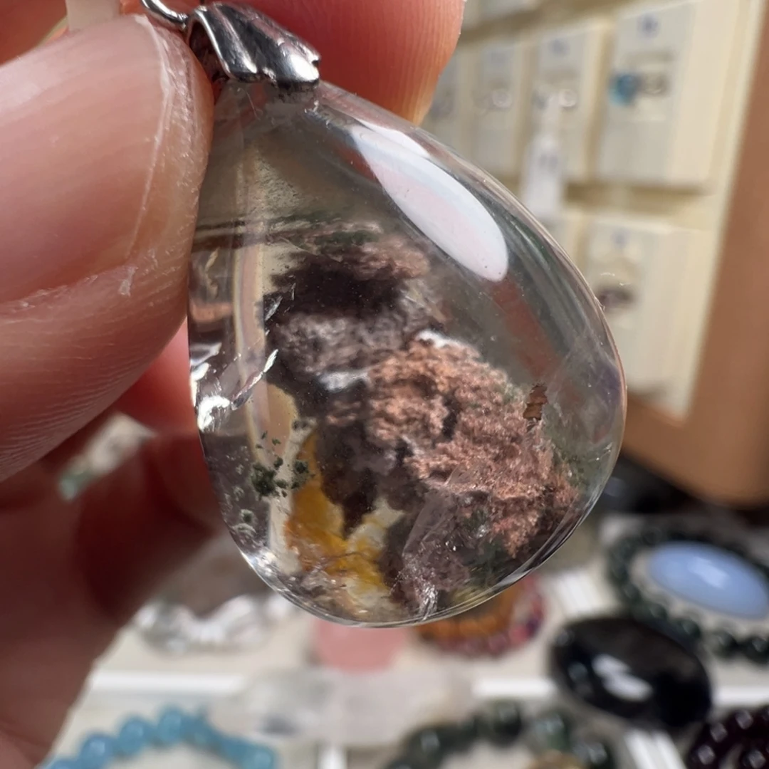 银S925镶嵌水晶颈饰天然幽灵水晶