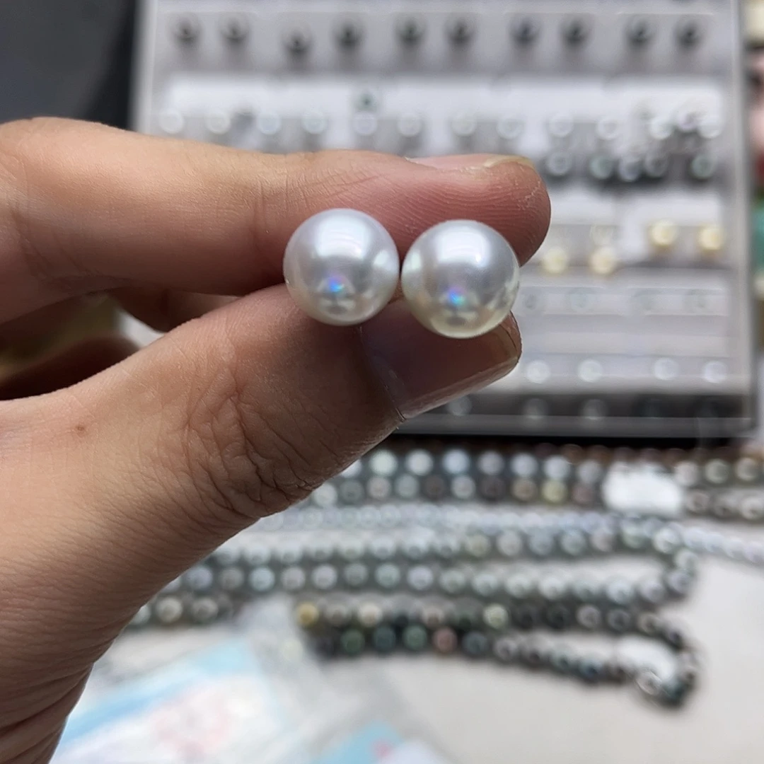 耳饰银S925镶嵌海水珍珠