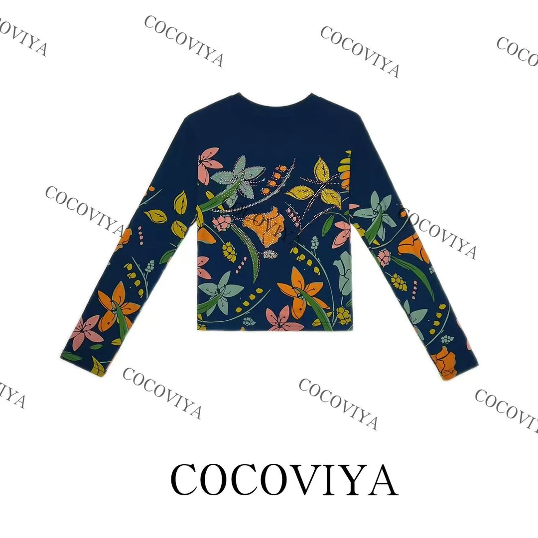 【CC】COCOVIYA花簇弄影盛景灵动长袖T恤遮肉显瘦休闲上衣26C-882