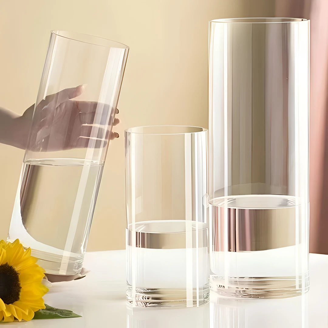 亚克力高透明防摔花瓶富贵竹月季水培鲜花桌面醒花桶