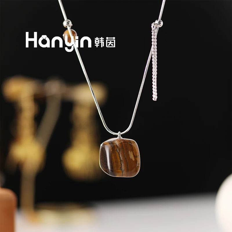 多样性发货！优雅百搭不规则立体方糖虎眼石不掉色项链80cm毛衣链