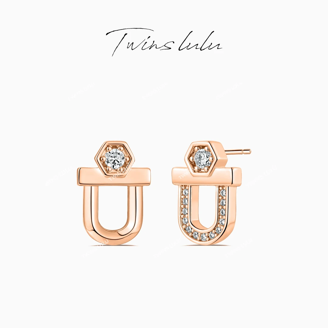 TWINS LULU 镀k金 轻奢气质时尚百度简约U形小锁耳环TSL2231