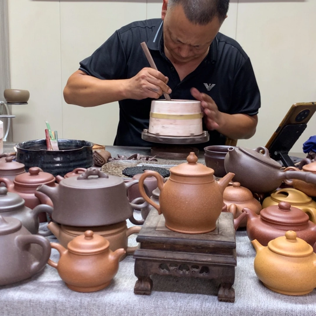 茶壶紫泥黄降坡复古旭帽180 C半手工制作