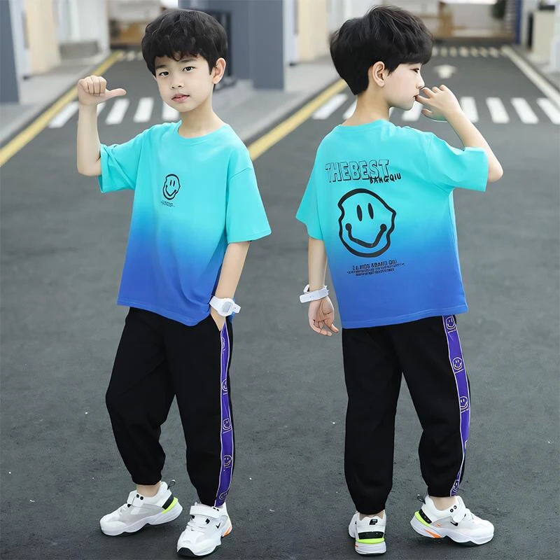 FAVMARTHA儿童套装男童夏装新款帅洋气时髦短袖运动装薄款夏季男