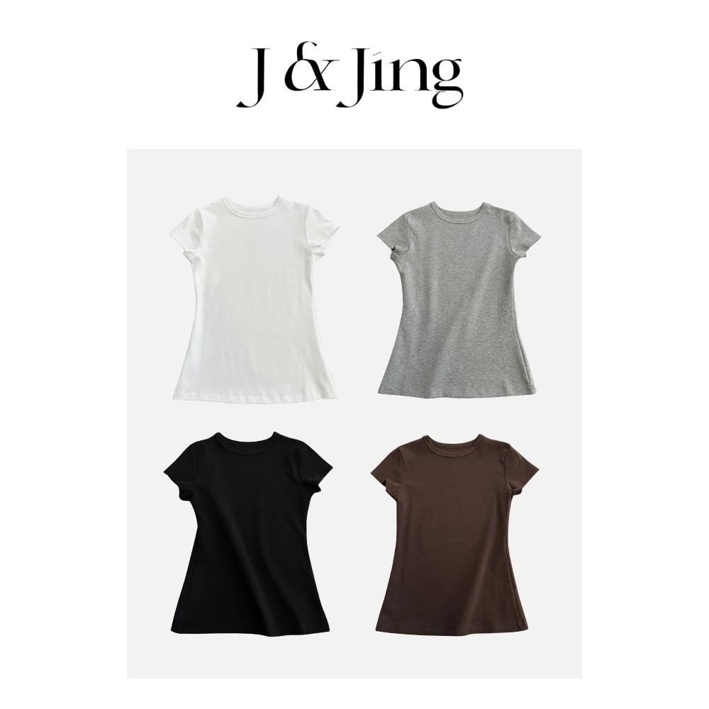 J&Jing-「model」-上新！修身百搭高弹简约短袖FCJ105