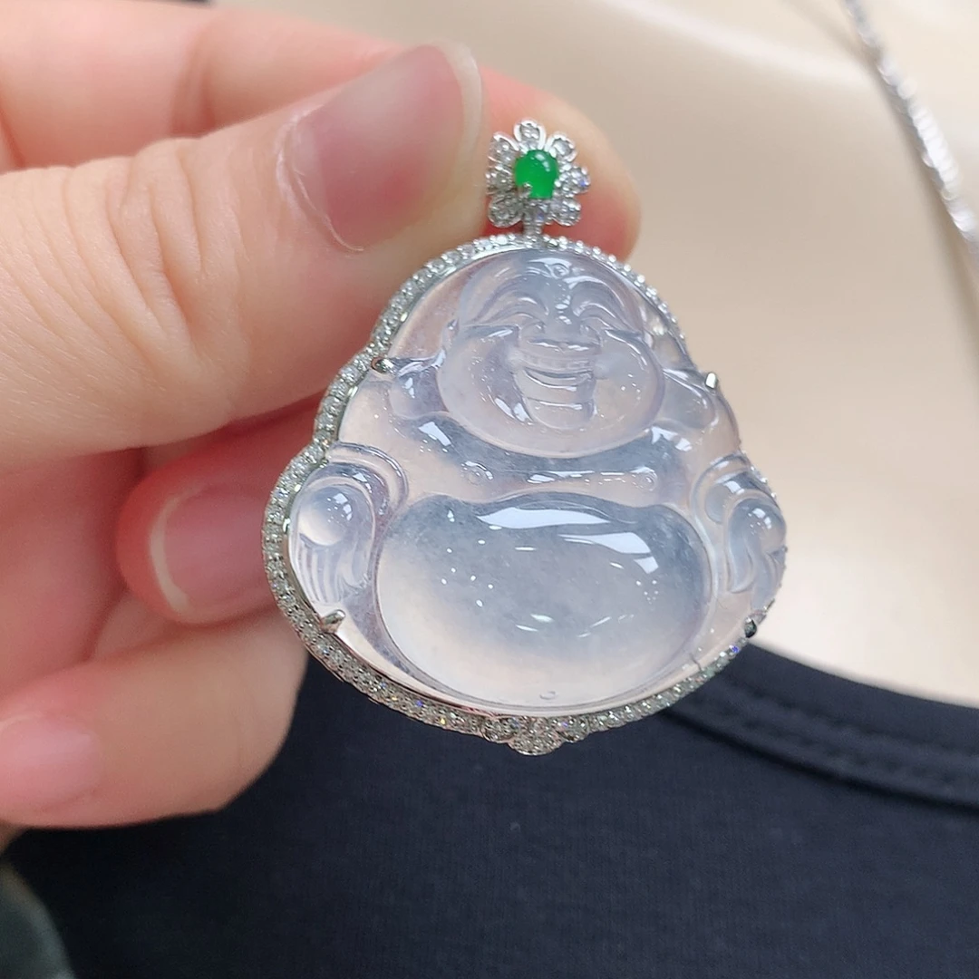 颈饰18K金镶嵌翡翠佛公