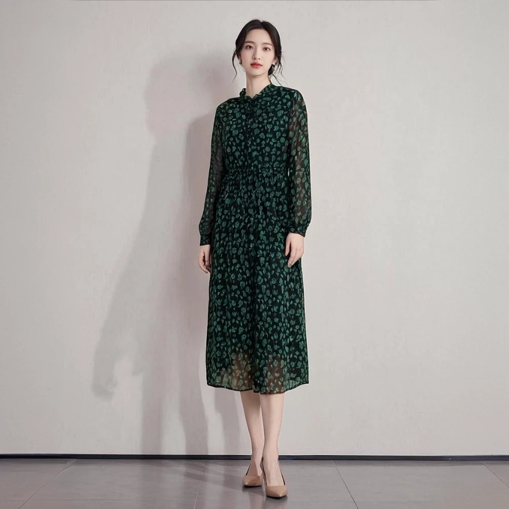 7676-21【绿玫瑰】新款女士连衣裙