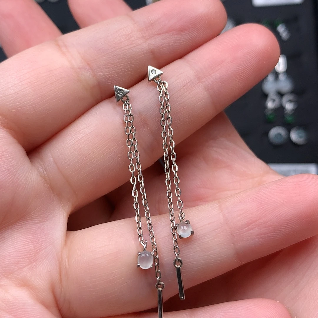 翡翠银S925镶嵌耳饰