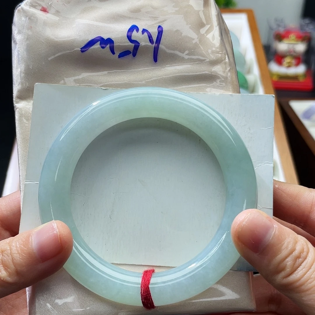 翡翠未镶嵌手镯55冰晴绿