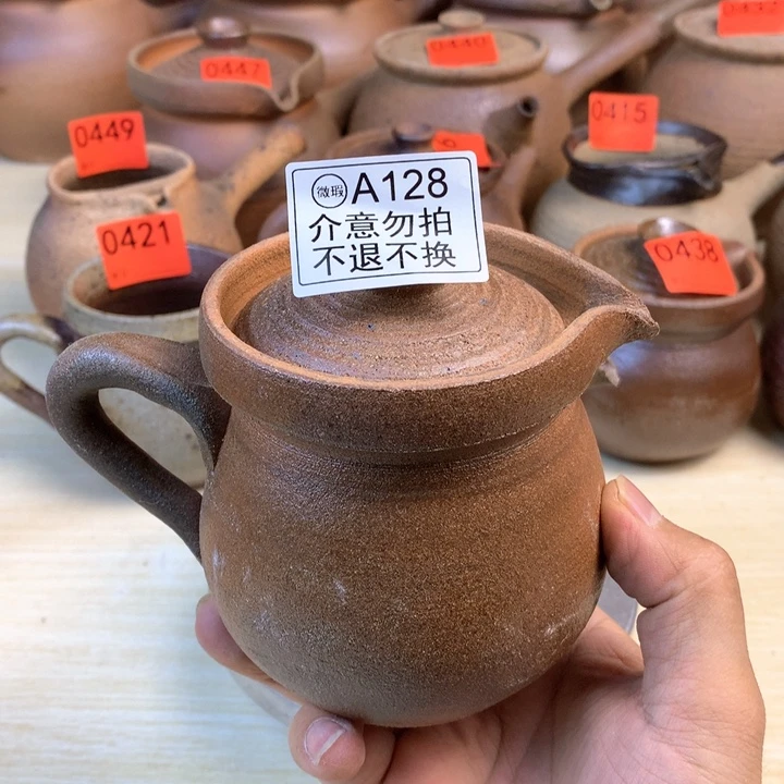 云南手工柴烧烤茶罐把手不正350毫升