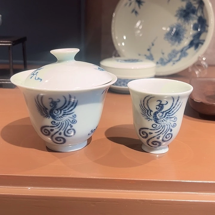 瓷片易修龙凤套组一杯一碗