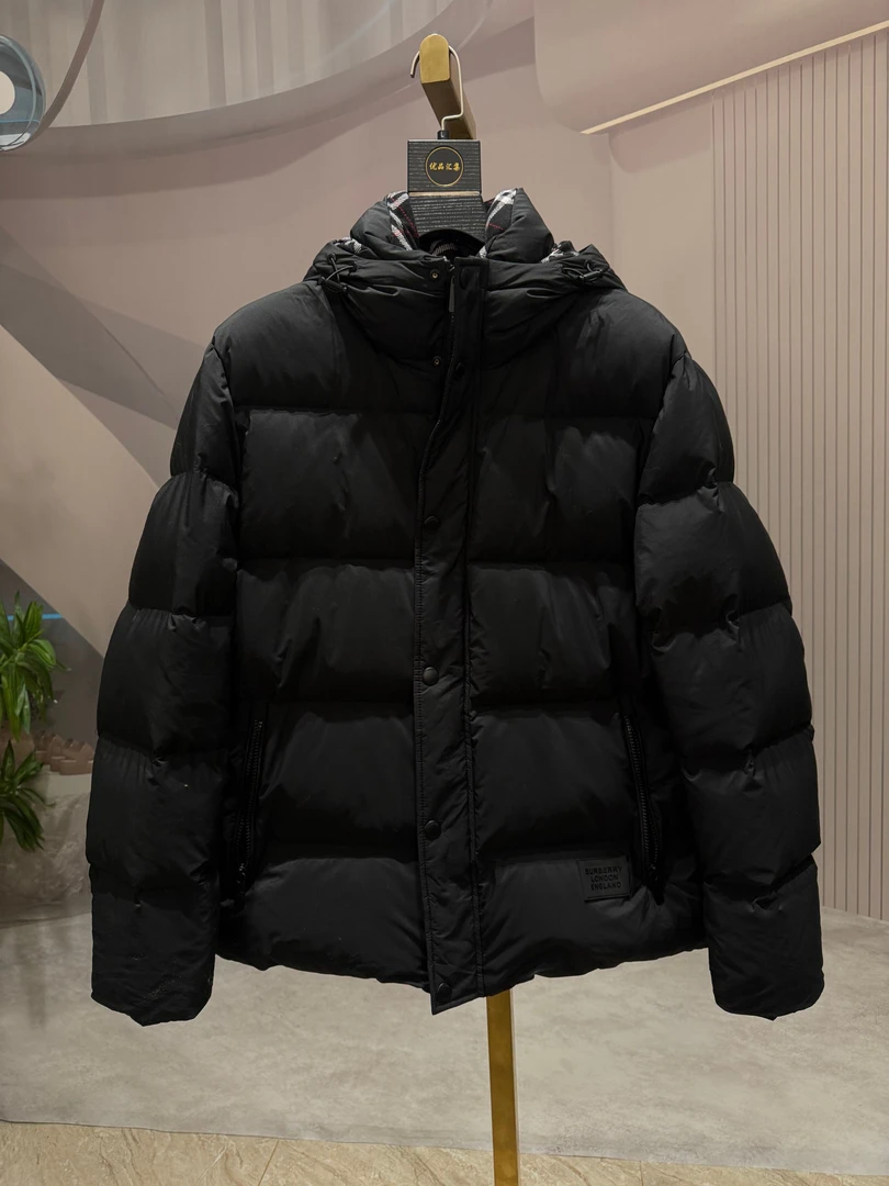 连帽老花格子羽绒服B