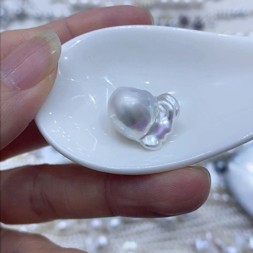淡水珍珠未加工的裸珠银S925镶嵌