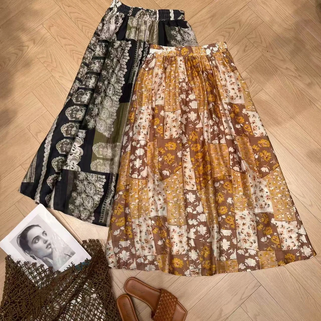 KIKI严选：1158-多米家欧货南油夏季气印花半裙减龄洋气半身裙