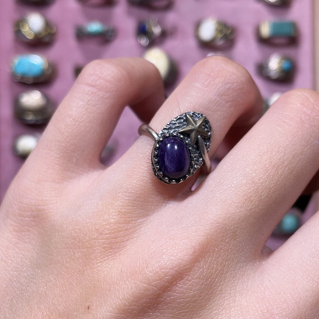 小***、查罗石（紫龙晶）银S925镶嵌戒指