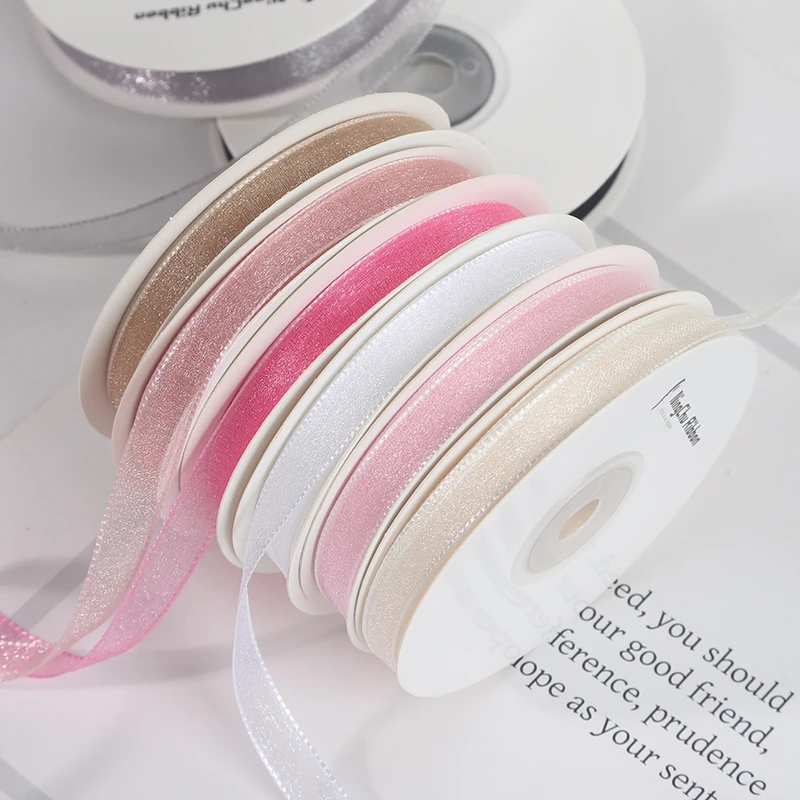 1cm网红泡泡纱丝带花边带包花雪纱带蝴蝶结绑带花束织带彩带包装