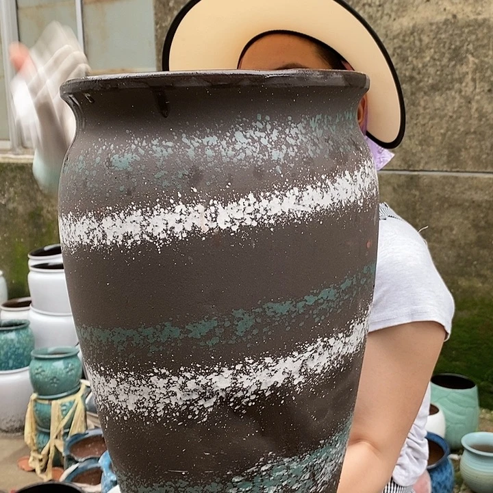紫砂花盆瑕疵口26高41