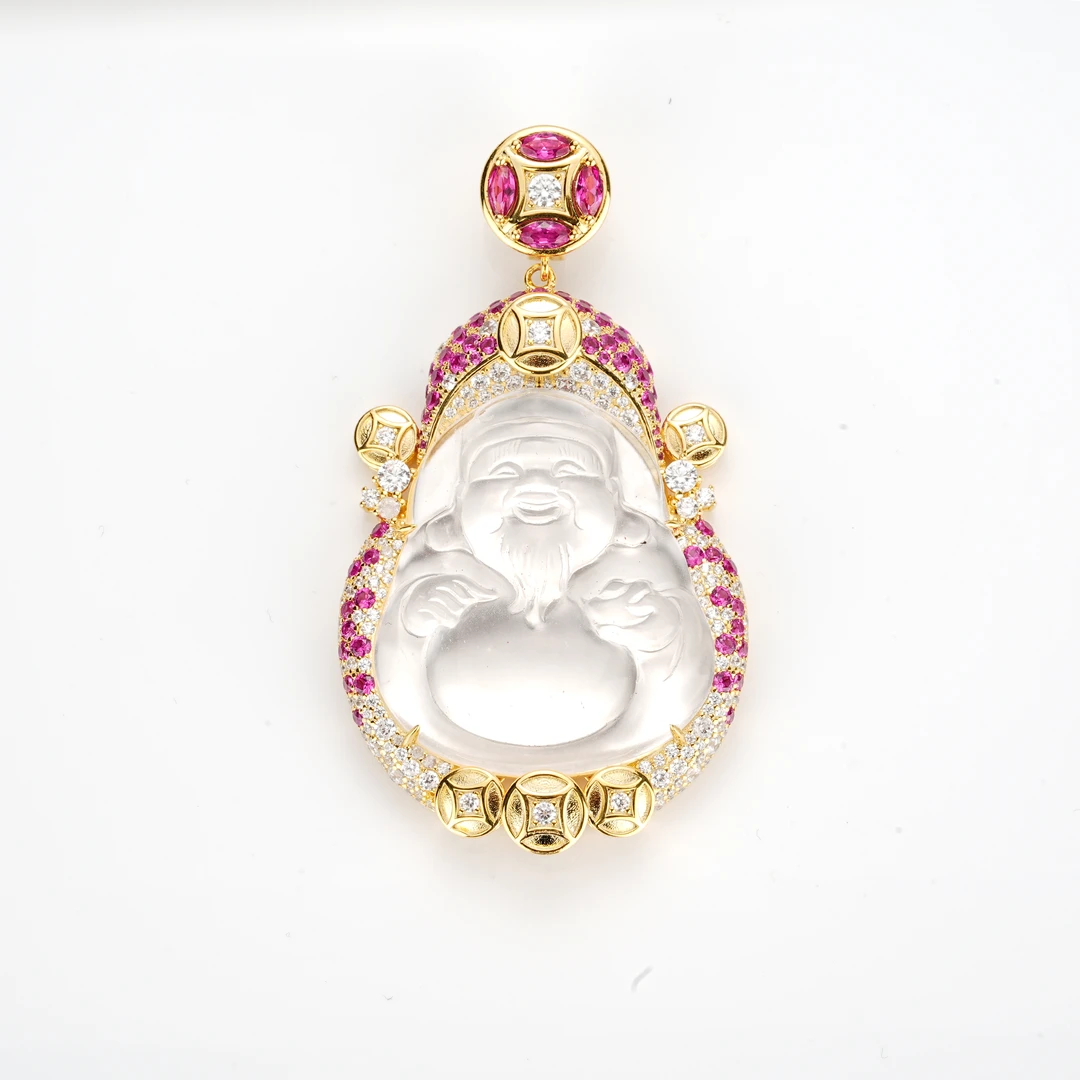 吊坠925银合成锆石 2456-财神项链