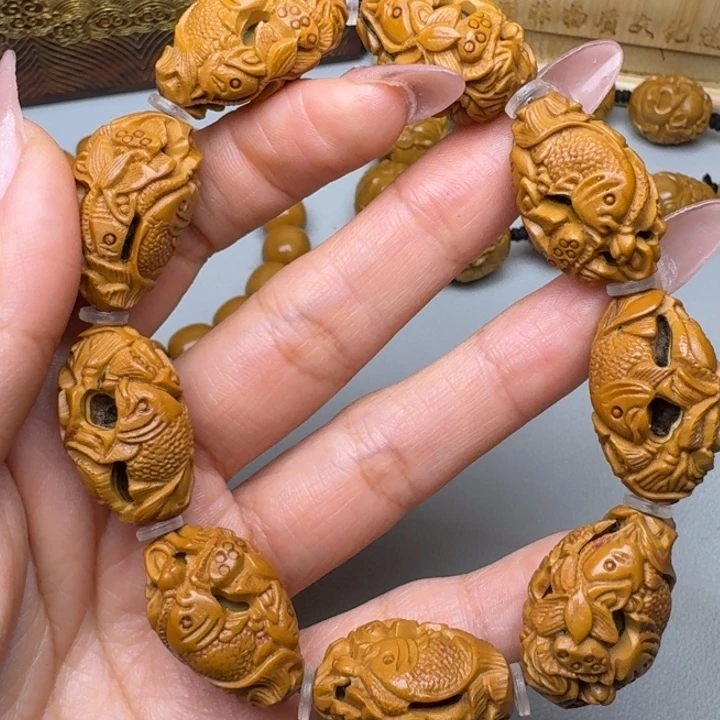 橄榄核手串/手链鱼戏莲花