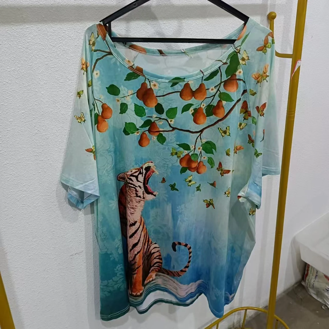 唯琳剪标   8仓B6-13款   老虎印花休闲宽松体恤