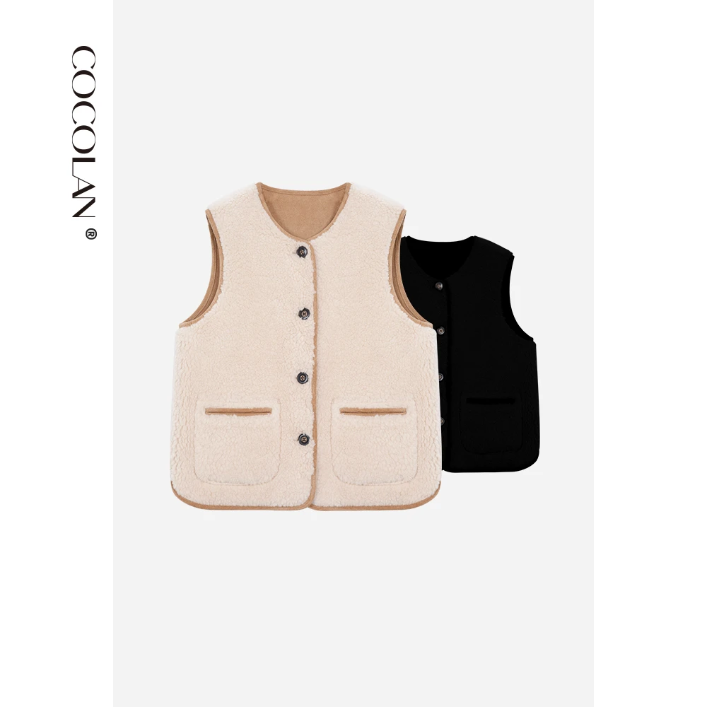 COCOLAN【凡戴克-双面】100绵羊毛两面穿马甲CL8MJ5335