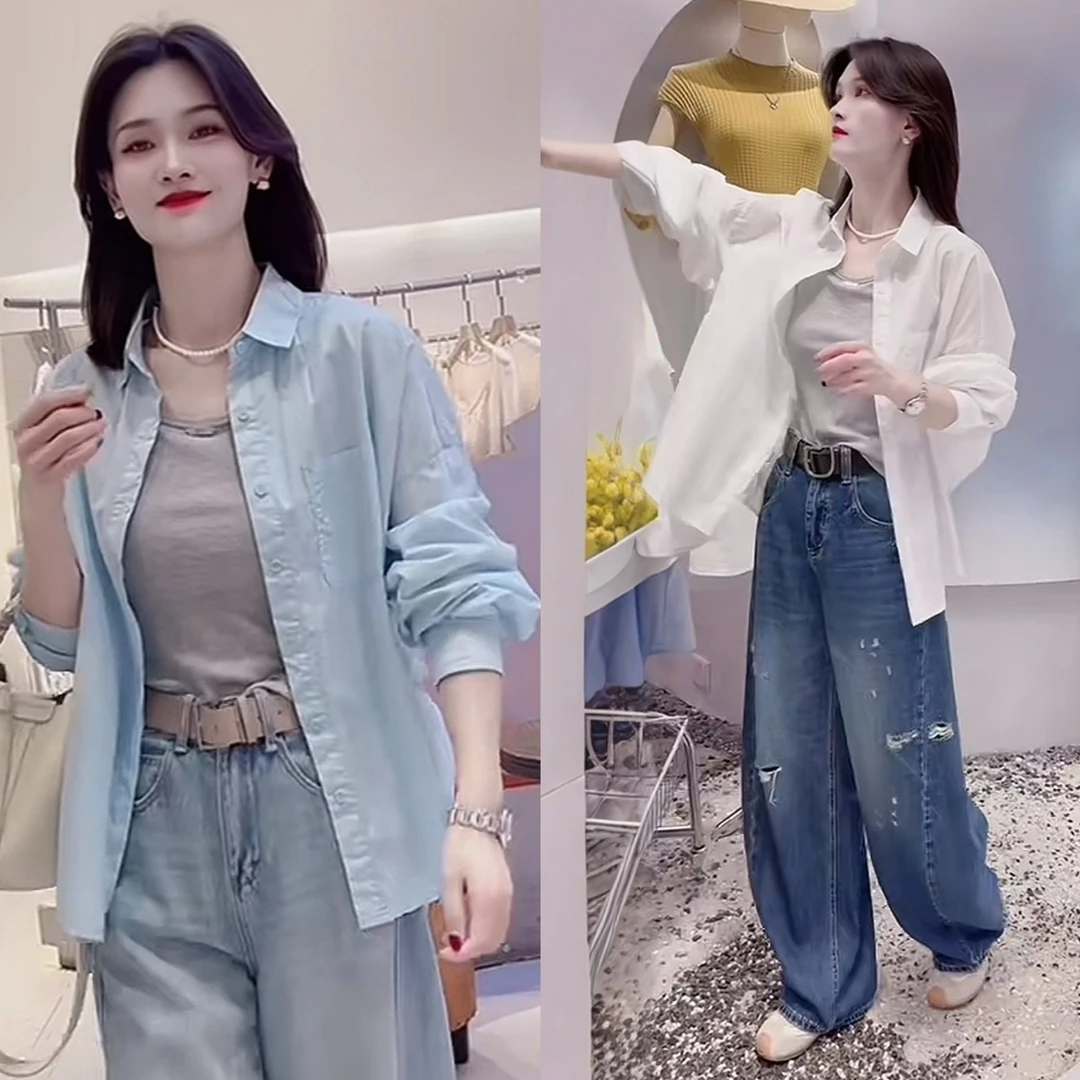 爆款设计感长袖防晒衬衫女装2025早秋新款休闲时尚显瘦超好看上衣